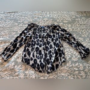 Black and Gray Leopard Button Down Top